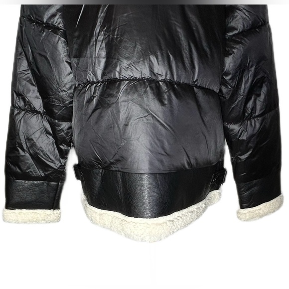 NEW Ciré Faux Shearling Puffer Jacket in Black & Cream, Size Medium - Picture 12 of 16